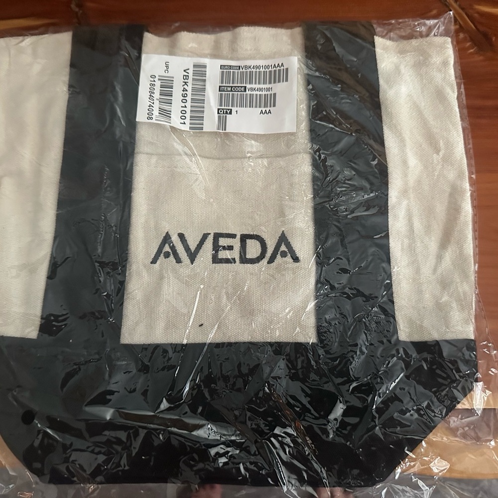 Aveda Blue and Cream Mini Tote Bag